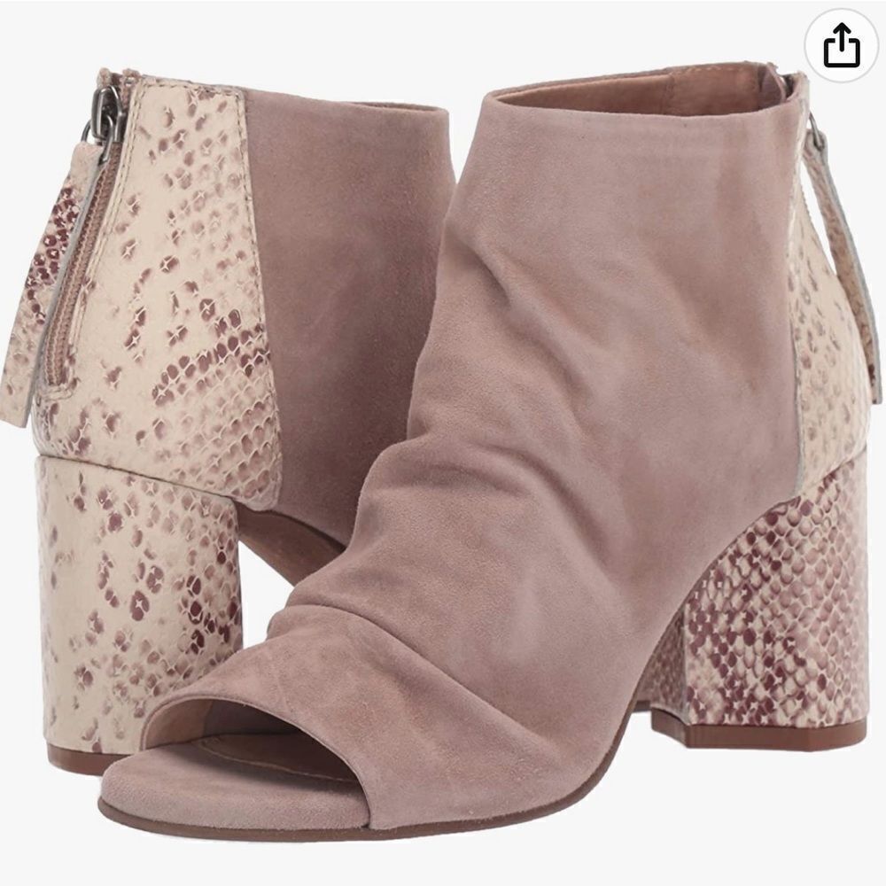 Seychelles Black Tie Peep Toe Ankle Boot - Taupe/Beige
